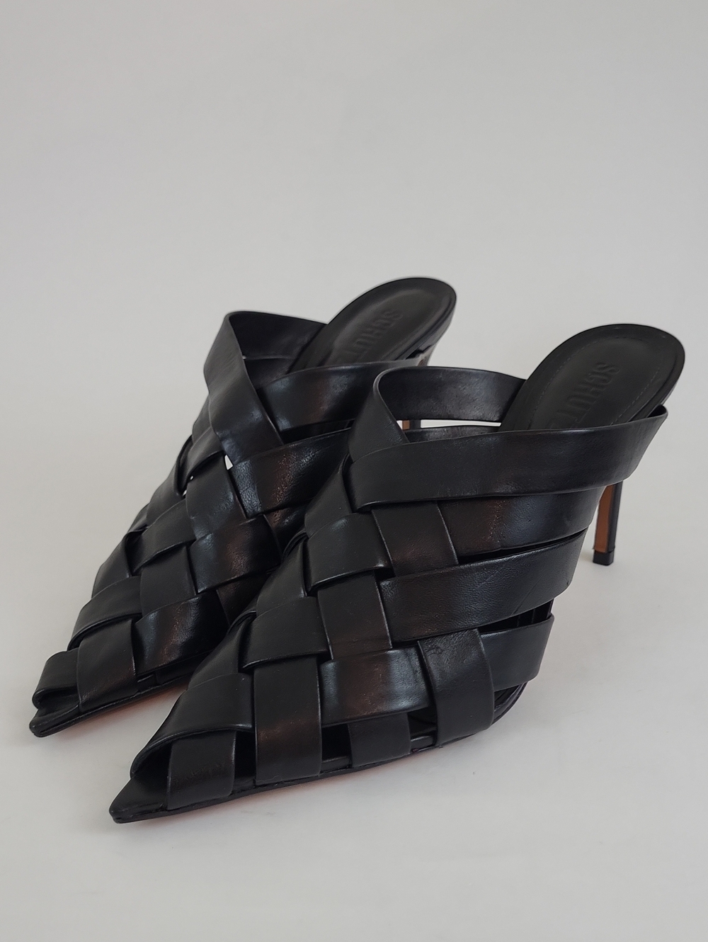 Schutz Woven Black Leather Pietra Pumps Size 9 B